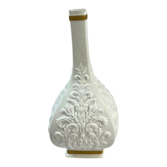 Baroque White With Gold Trim Rosenthal Studio Line By Versace White Baroque Vase - Picture 1 of 6